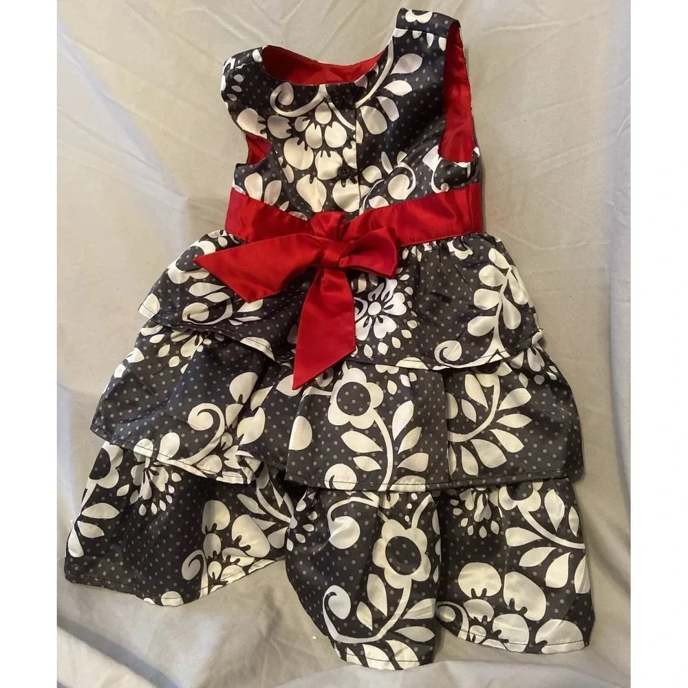 Carter Toddler 3T Sleeveless Ruffle Dress With Red Bow. Adorable Super Cute‎